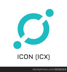 ICON (ICX). Vector illustration crypto coin icon . Vector illustration crypto coin icon on isolated white background ICON (ICX). Name of the crypto currency and the short trade name on the exchange. Digital currency