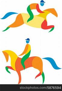 Icon illustration showing athlete playing equestrian sports. &#xA;