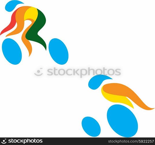 Icon illustration showing athlete playing the sport of cycling and wheelchair racing. . Cycling Wheelchair Racing Icon