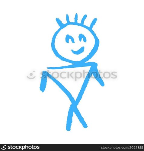 Icon in hand draw style. Boy. Vector illustration. Drawing with wax crayons, children&rsquo;s creativity. Sign, symbol, pin, sticker. Icon in hand draw style. Drawing with wax crayons, children&rsquo;s creativity