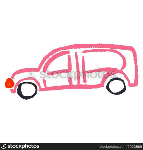 Icon in hand draw style. Car. Drawing with wax crayons, colored chalk. Icon in hand draw style. Drawing with wax crayons, children&rsquo;s creativity