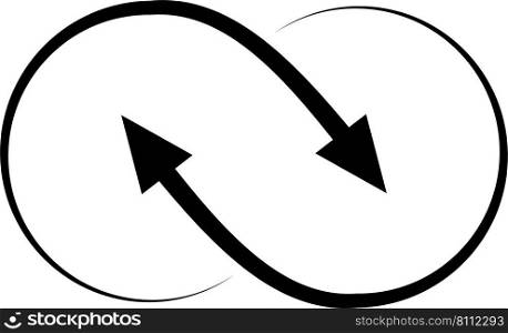 Icon infinite sign two arrows, sync recycle, interaction synergy logo