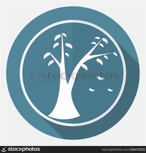 Icon leaf on white circle with a long shadow
