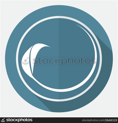 Icon leaf on white circle with a long shadow