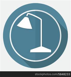 Icon Light bulb on white circle with a long shadow