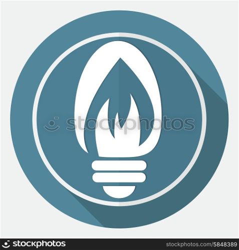 Icon Light bulb on white circle with a long shadow