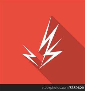 Icon Lightning arrow with a long shadow