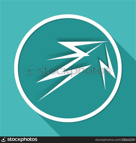 Icon Lightning arrowon white circle with a long shadow