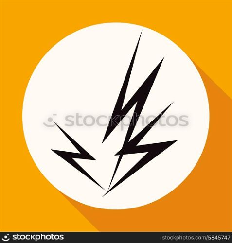 Icon Lightning arrowon white circle with a long shadow
