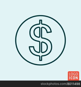 Icon line design. Dollar money Icon logo line flat design. Vector illustration.