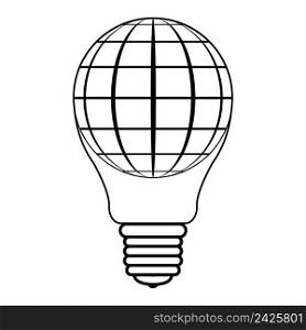 icon logo balloon in the form of light bulbs and spheres globe planet earth, vector light bulb balloon concept of peace, successful business and peaceful life