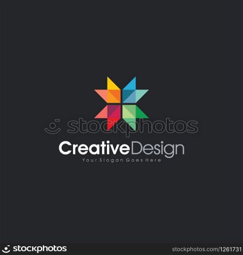 Icon Logo design Full Color 4 Cube abstract Logo Template Design Vector, Emblem, Design Concept, Creative Symbol design vector element for identity, logotype or icon Creative Design