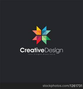 Icon Logo design Full Color 4 Cube abstract Logo Template Design Vector, Emblem, Design Concept, Creative Symbol design vector element for identity, logotype or icon Creative Design
