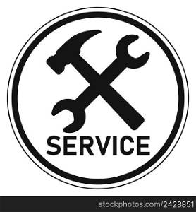 icon logo service center repair and customer service, vector sign service wrench and hammer, repair service and support