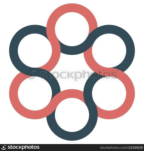 icon logo spinner, interlacing curved lines of stripes, vector logo of circles