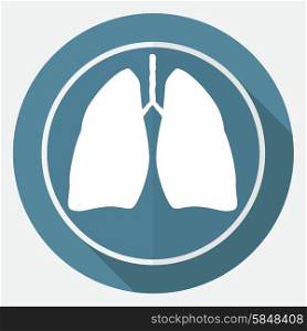 Icon Lungs on white circle with a long shadow