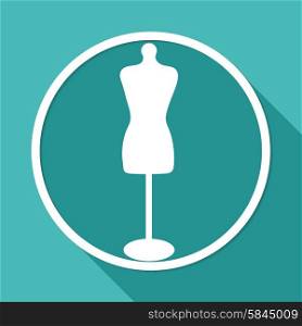Icon Mannequin on white circle with a long shadow