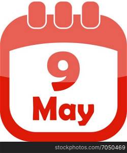Icon May 9 calendar. icon in the form of a calendar for May 9 with a star