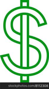 Icon money symbol dollar, letter S intertwined vertical stripe