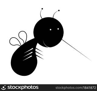 Icon mosquito. Harmful insect, disease vector. Black white isolated vector