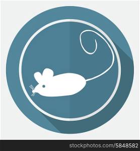 Icon Mouse on white circle with a long shadow