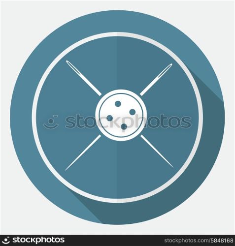Icon Needle on white circle with a long shadow