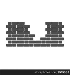 Icon of a brick wall with an opening. Flat style.