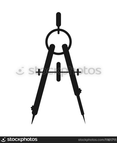 Icon of a compass. drawing and measuring device. vector silhouette in flat style isolated on white background. Simple design