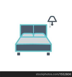 Icon of a double bed in a trendy flat design