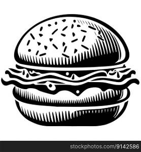 icon of a hamburger in black and white