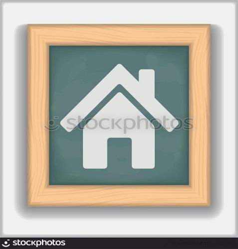 Icon of a house on blackboard