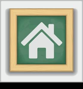Icon of a house on blackboard