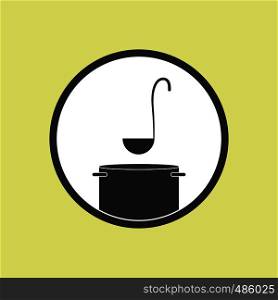 Icon of a ladle with a pan, flat icon for design and decoration
