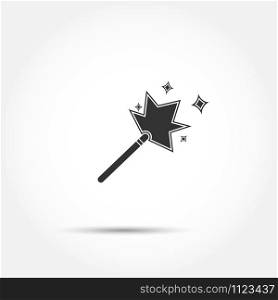 Icon of a magic wand. A magic wand performs a miracle or magic. Flat style.