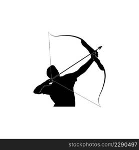 icon of a person aiming with a bow,vector illustration logo template.