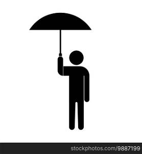icon of a person using an umbrella vector illustration symbol design