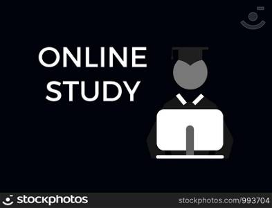 Icon of a student with graduation cap. Internet for learning purposes