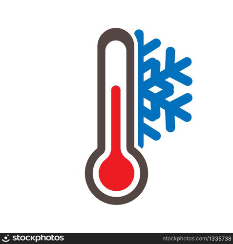 Icon of a thermometer with a snowflake. Cold weather. Simple flat vector stock illustration.
