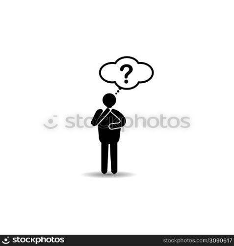 icon of a thinking person, considering a decision to be taken, vector illustration.