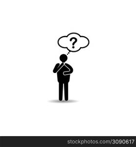 icon of a thinking person, considering a decision to be taken, vector illustration.