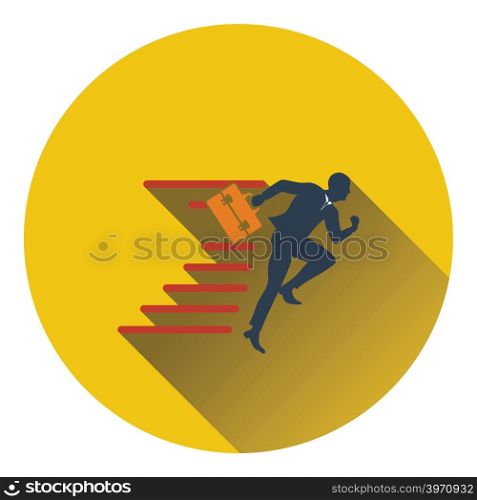 Icon of Accelerating businessman. Flat design. Vector illustration.