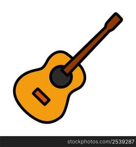 Icon Of Acoustic Guitar. Editable Bold Outline With Color Fill Design. Vector Illustration.