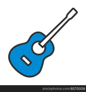Icon Of Acoustic Guitar. Editable Bold Outline With Color Fill Design. Vector Illustration.