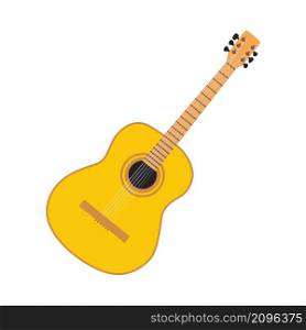 Icon Of Acoustic Guitar. Flat Color Design. Vector Illustration.
