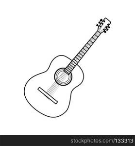 Icon of acoustic guitar. Thin line design. Vector illustration.