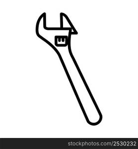 Icon Of Adjustable Wrench. Bold outline design with editable stroke width. Vector Illustration.