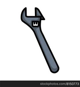 Icon Of Adjustable Wrench. Editable Bold Outline With Color Fill Design. Vector Illustration.