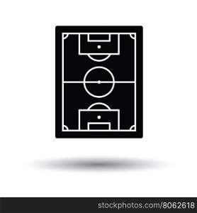 Icon of aerial view soccer field. White background with shadow design. Vector illustration.