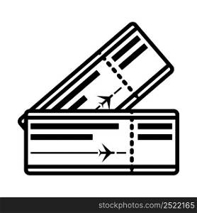 Icon Of Airplane Tickets. Bold outline design with editable stroke width. Vector Illustration.