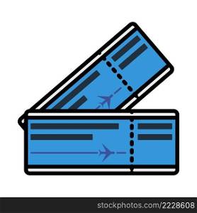 Icon Of Airplane Tickets. Editable Bold Outline With Color Fill Design. Vector Illustration.